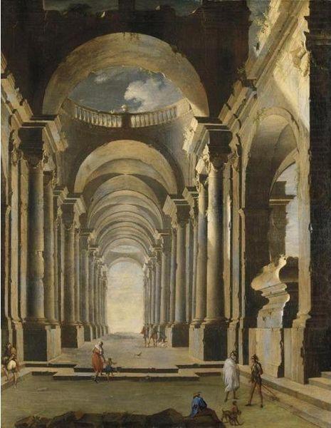 Architecture with figures, Leonardo Coccorante